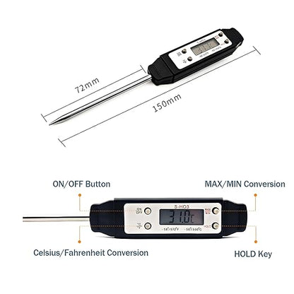 Meat Thermometer - Digital Food Thermometer for Cooking Kitchen - Automatic Calibration Pen Style Electronic Pocket Thermometer for Water Temperature, Barbecue (Red)