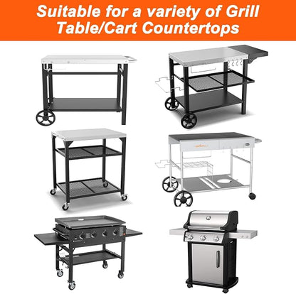 Pizza Topping Station for Grill Cart, Universal Condiment Serving Container for Outdoor Grill Stand, Stainless Steel Seasoning Containers with Lid, 4 Compartment Trays for Prepping Ingredients