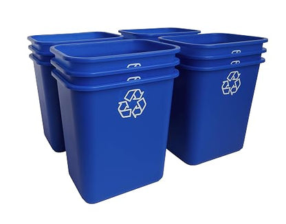 United Solutions 7.7 Gallon Recycling Wastebasket, 12Pack, Blue, Under Desk | Slim 30.8-quart recycling bins fit small spaces in offices, kitchens, dorms, and homes with an easy-to-clean design