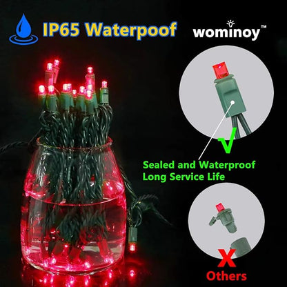 25ft 50 Counts Red LED Christmas Lights - Commercial Grade Outdoor Waterproof, 5mm Wide Angle Green Wire, Xmas Tree Lights, IP:65, UL
