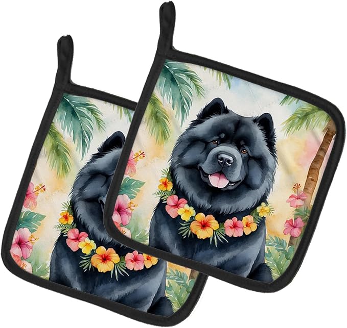 Caroline's Treasures Chow Chow Luau Pair of Pot Holders Kitchen Heat Resistant Pot Holders Sets Oven Hot Pads for Cooking Baking BBQ, 7 1/2 x 7 1/2