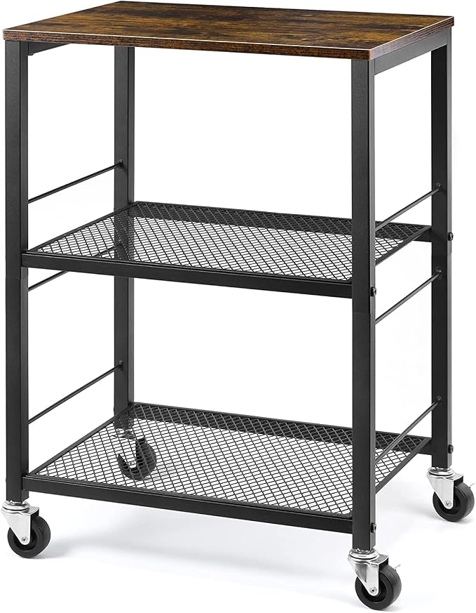 LIANTRAL 3 Tier Rolling Cart, Kitchen Carts on Wheels Utility Cart for Home | Multifunctional Utility Cart with Storage and Steel Frame for Kitchen, Bathroom, Living Room, Bar, Office
