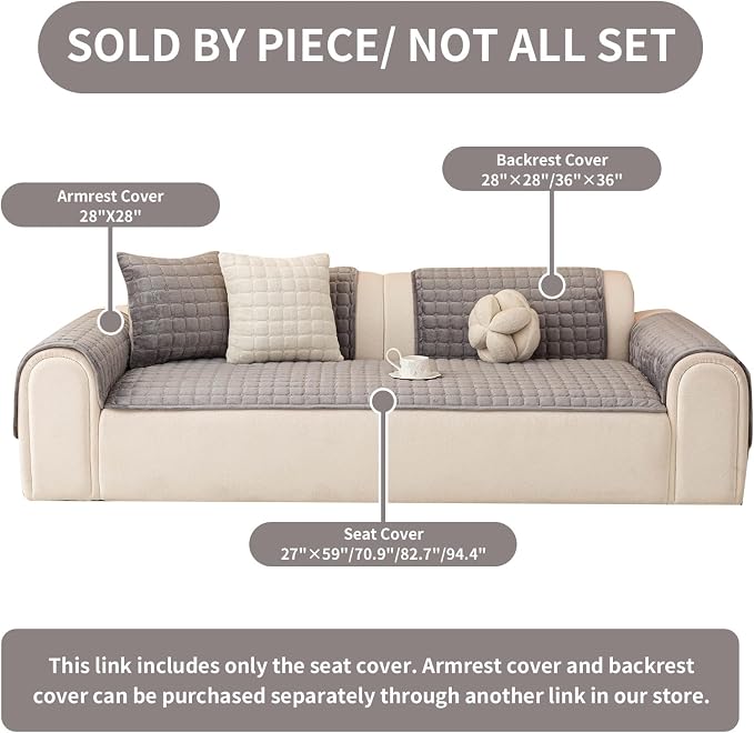 Velvet Couch Covers for Dogs, Dog Sectional Couch Covers, Pet Couchs Cover for Large Sectional, Couchs Protector for Dogs, Sectional Sofa Cover for Pet Washable(1PC,Dark Grey,27.6"×94.4")