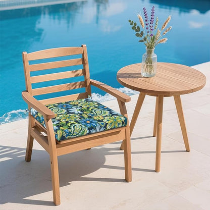 DYTXIII Set of 2 Outdoor Chair Cushions, Water Resistant 18.5"x16"x2" Square Seat Cushion for Patio Dining Chairs, High-Density Replacement Pads for Indoor Outdoor Furniture - Flower Child