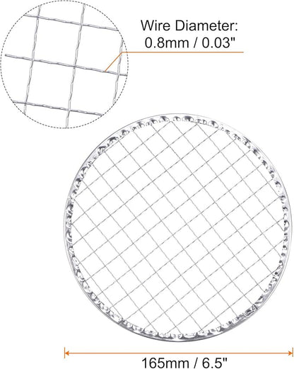 HARFINGTON 5pcs Round BBQ Grill Net 6.5" Dia Galvanized Iron Barbecue Mesh Mat for Baking Smoking Charcoal Grilling Roasting