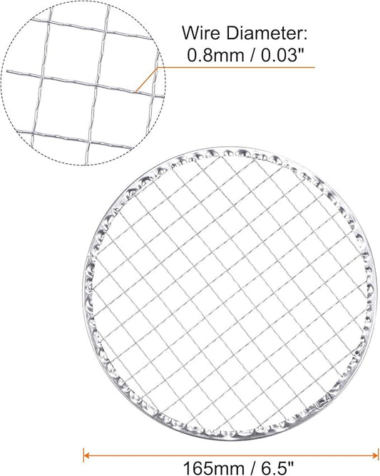 HARFINGTON 5pcs Round BBQ Grill Net 6.5" Dia Galvanized Iron Barbecue Mesh Mat for Baking Smoking Charcoal Grilling Roasting