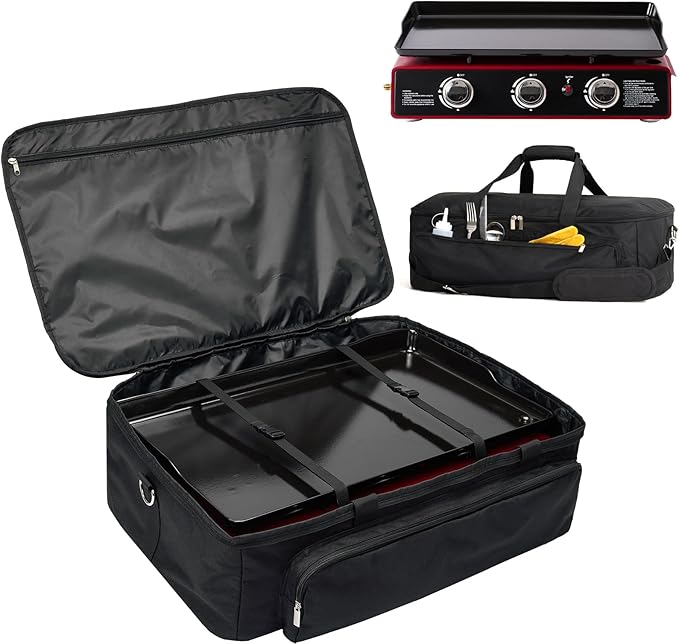 NOELIFE Portable Grill Carry Bag for Royal Gourmet PD1301R/ PD1301S Tabletop Grill, 24 Inch 3-Burner Flat Top Griddle Carry Case, Outdoor Water-Resistant Camping Griddle Accessories, Black (Bag Only)