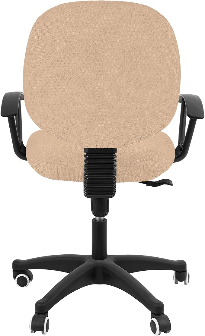 Smiry Office Computer Chair Covers for Desk Rotating Chair Protector | Stretch Jacquard Removable Washable Universal Slipcovers, Seat + Backrest Cover, Khaki