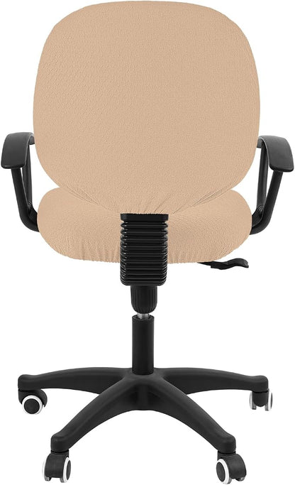 Smiry Office Computer Chair Covers for Desk Rotating Chair Protector | Stretch Jacquard Removable Washable Universal Slipcovers, Seat + Backrest Cover, Khaki