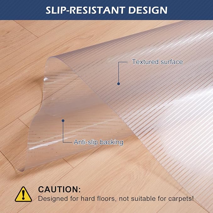 SALLOUS Vinyl Runner Rug, 3'x10' Waterproof Runner Mat for Hallway, Non-Slip Hard Floor Protector for Kitchen, Laundry, Living Room, Cutable Plastic Floor Mat for Outdoor and Indoor (Clear-Striped)