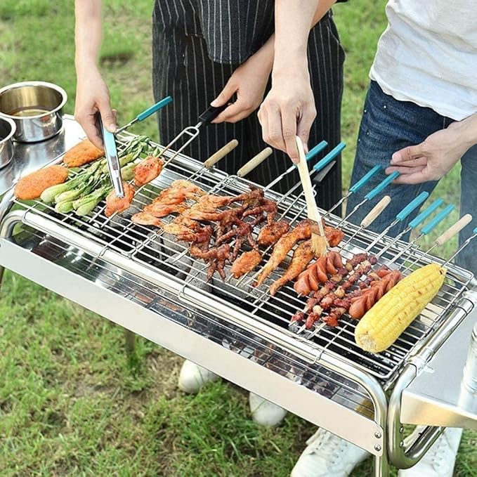 Foldable and Portable Portable Stainless Steel Charcoal Barbecue Grill With Adjustable Legs Folding BBQ For Outdoor Heat Resistant