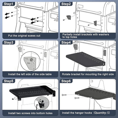 KEESHA Folding Front Table for Weber Searwood 600 XL Pellet Grill, Replacement Weber 3400109, Heavy-Duty Grill Accessories for Food Prep and Storage, 34.8" x 12.3"
