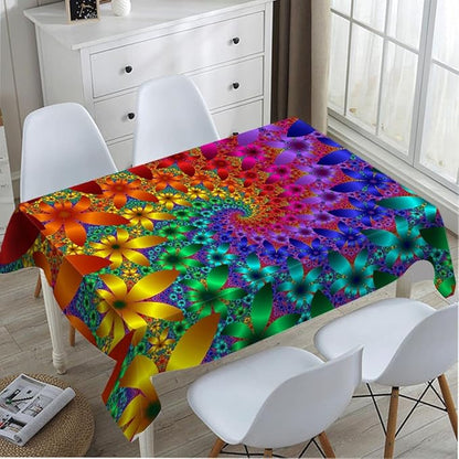 TKS MITLAN Tablecloth Tie Dye Table Cloth Rectangle Table 60 x 84 Inch Rainbow Spirals Flower Petals Kitchen Decorations for Home Dinner Party