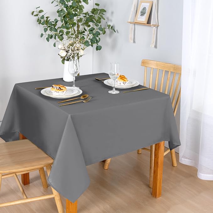 DWCN Square Tablecloth - 54 x 54 Inch - Waterproof Stain and Wrinkle Resistant Washable Table Cloth, Decorative Fabric Table Cover for Kitchen Dining Room Party and Outdoor Use, Light Grey