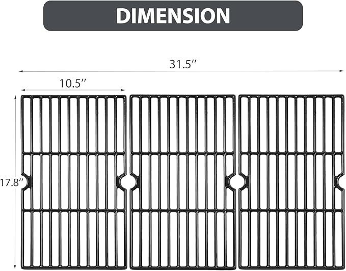 DGN576DNC-D Grill Grates Replacement Parts for Dyna Glo Grill Parts DGN486DNC-D DGN486DNC DGN486SNC DGN486SNC-D DGN576SNC-D DGA550SSP DGA550SSP-D Master Forge MFJ576DNC Cast Iron Cooking Grids 3Pcs