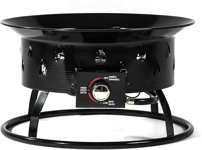 KEIKI 19 Inch Round Outdoor Gas Fire Bowl, 50000 BTU Portable Propane Campfire for Patio Deck and RV Camping with Carry Lid