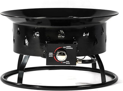 KEIKI 19 Inch Round Outdoor Gas Fire Bowl, 50000 BTU Portable Propane Campfire for Patio Deck and RV Camping with Carry Lid