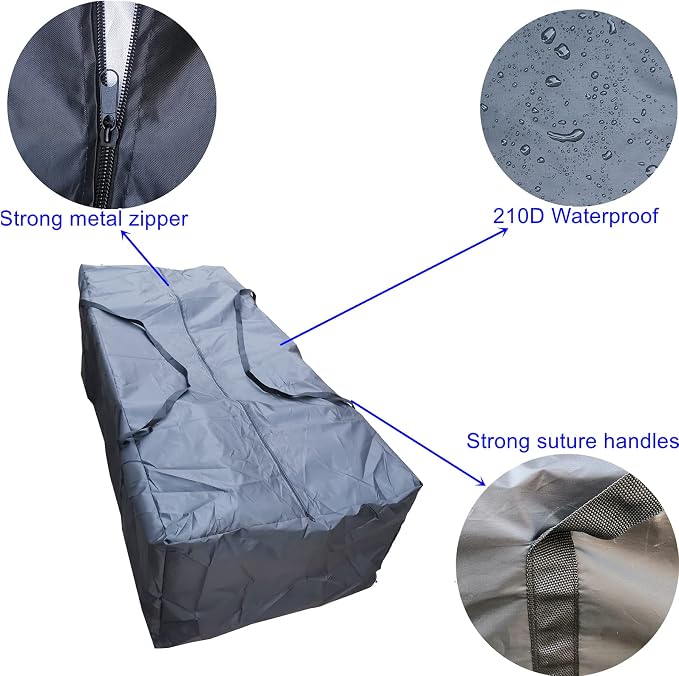 Outdoor Cushion Storage Bag 1 PCS, 68" Outdoor Pillow Storage with 2 Handles, Extra Large Opening Waterproof Zippered Patio Cushion Storage Bag XL