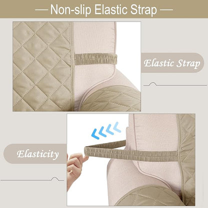 Reversible Chair Covers for Recliner Oversized, Sand/Beige | Recliner Oversized Covers for Living Room with Elastic Straps, Water Repellent, Chair Protectors Covers for Dogs