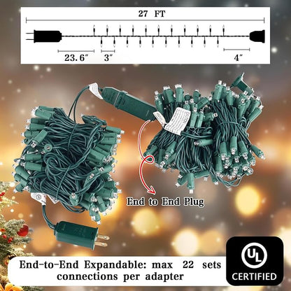 Heyworld Slow Twinkle Christmas Lights, 100 LED 27ft UL Certified Soft String Lights, 5mm Waterproof Fairy Glow for Indoor/Outdoor Christmas, Wedding, Garden Decor