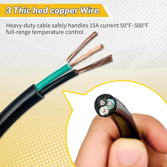 Adjustable Thermostat Controller Probe Cord Fit for Masterbuilt Electric Smoker Replacement Parts, 1.55 Inch Spacing Analog Plug for MB20070210 MB25075517, Compatible with Skillet and Griddle