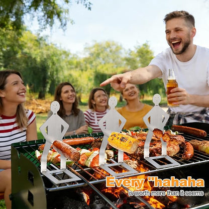 Hot Dog Holder Stand BBQ Accessories, Grill 4Pcs Barbecue Forks Stainless Steel Funny Gift for Party Camping