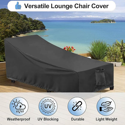 OutdoorLines Outdoor Waterproof Patio Chaise Lounge Chair Cover - UV Resistant Lounger Covers Heavy Duty Weatherproof Patio Sofa Furniture Covers, 1 Pack, 78Wx35.5Dx33H Inches, Black
