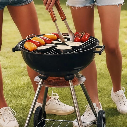 18 Inch Charcoal Grill, Kettle Grill with Handle and Wheels for Outdoor Camping and Small Patio Backyard (Black)