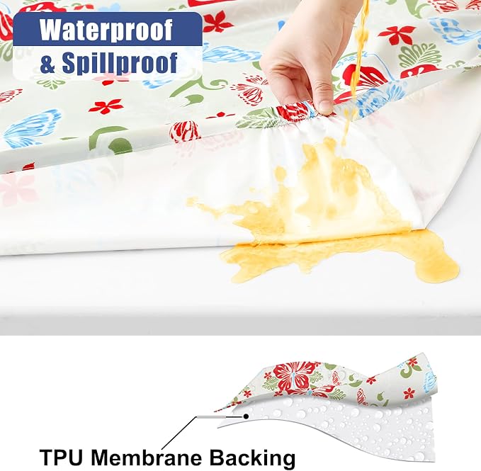 Smiry Picnic Table Cover with Bench Covers, Waterproof Elastic Fitted Tablecloth for 6 Foot Tables, Washable Polyester Tablecloths for Camping, Indoor & Outdoor (Butterfly, 30x72 Inch 3-pc Set)