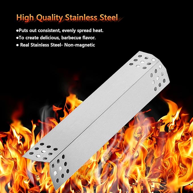 Hisencn Grill Replacement Parts for Nexgrill 720-0783C 720-0783E for Grill Master 720-0697 Gas Grill, Stainless Steel Straight Burner Tubes, Heat Plates Repair Kit (4 Pack)