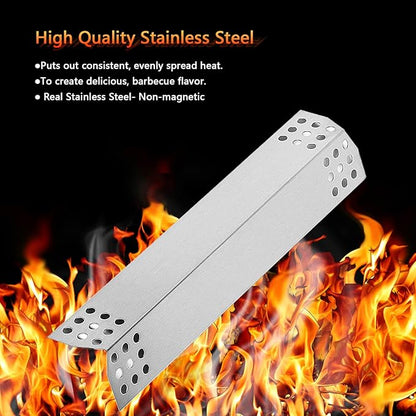 Hisencn Grill Replacement Parts for Nexgrill 720-0783C 720-0783E for Grill Master 720-0697 Gas Grill, Stainless Steel Straight Burner Tubes, Heat Plates Repair Kit (4 Pack)