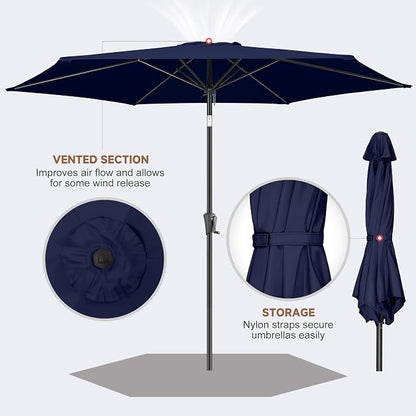 10 ft Patio Umbrella Outdoor with Push Button Tilt, Navy Blue | UV Protection, Waterproof, Large Porch Deck Umbrella for Pool, Table, Garden, Backyard, Provides Shade
