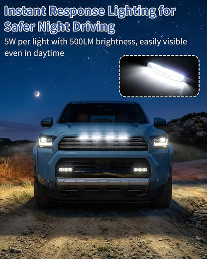 Grille Lights for 2025-2026 Toyota 4Runner Platinum Limited 6th Gen (White) | Off-Road LED Marker Grill Lights, Clip-on Design, Easy Install & Removal, Enhanced Night Visibility Accessories