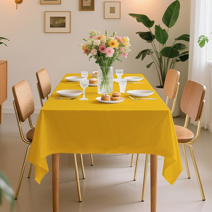 54 Inch X 300 Feet Plastic Table Cover Roll Premium Disposable Plastic Tablecloth for All Type/Shape Tables | Picnic, Party, Banquet, Birthdays, Weddings (Light Yellow, 54 Inch X 300 Feet)
