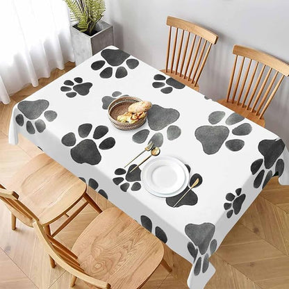 TKS MITLAN Dog Paws Cute Tablecloth 60x84 Inch Rectangular Animal Grey Footprints Oblong Table Cloth Kitchen Table Decorations for Home Dinner Party