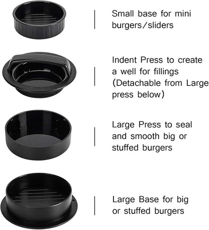 Burger Press Hamburger Patty Maker Slider Press Stuffed Burger Patty Press Regular Burger Patties Cookery Mold 3 in 1 Non Stick Kitchen Barbecue Tool