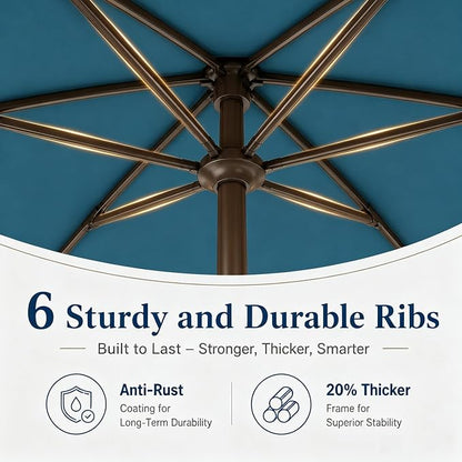 7.5ft Patio Umbrella, Outdoor Table Market Umbrella with Smooth Crank Lift, 6 Windproof Fiberglass Ribs, UPF50+ UV Protection for Deck, Pool, Garden and Backyard