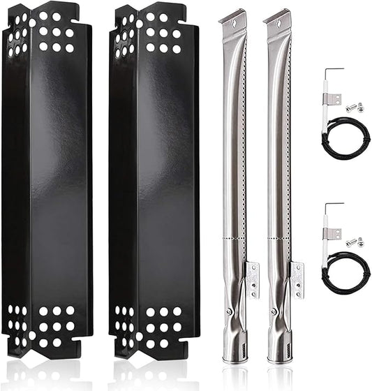 Criditpid Grill Replacement Parts for Nexgrill 2 Burner 720-0864M, 720-0864, 720-0830H, 720-0888N, 720-0864R, Grill Heat Plate Shields, Burners and Igniters for Nexgrill 720-0864M Replacement Parts