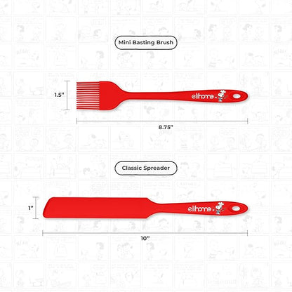 Elihome × Peanuts Silicone Basting Brush (8.75”) – Heat Resistant to 600°F, Food-Grade Platinum Silicone, Seamless 1-Piece Design, Non-Stick Safe, Dishwasher Safe, Red