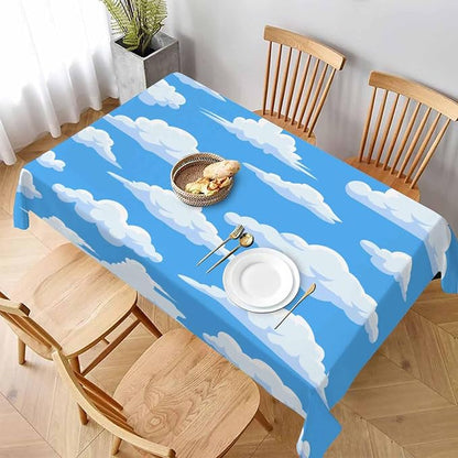 TKS MITLAN Blue Sky and White Clouds Tablecloth Decor Cloud Vector Set Collection Graphic Clip Art Design Table Cloth Dining Room Kitchen Table Cover 60" X 84" Oblong/Rectangle