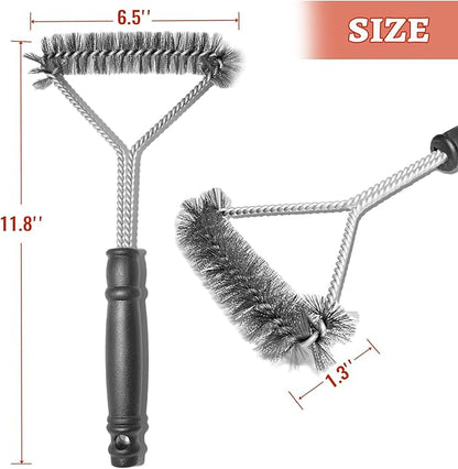 VNIMTI Grill Brush 2 Packs, BBQ Brush Bristle Free & Wire Combined, Grill Cleaning Brush for Outdoor Grill, Ideal Grill Accessories Gifts for Party Vacation Holiday - Black