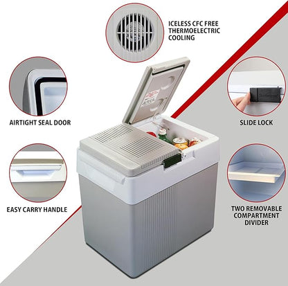 Koolatron 12V Iceless Cooler & Warmer – Portable Electric Cooler/Nevera Portátil Eléctrica for Car Truck Camper Boat, Hard Sided Mini Fridge for Camping Picnic Travel Lunch Food Drinks Office 33 qt