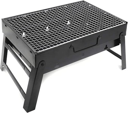 HTTMT- Outdoor Campling Foldable Compact Barbecue BBQ Grill Charcoal Stove Shish Kabob Tabletop For Outdoor Camping Picnic Travel Cooker [P/N: ET-COOK007-BK]