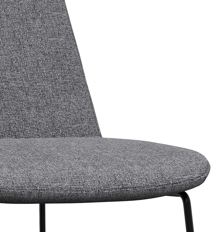 SIMPLIHOME Hayley Vegan Leather Dining Chairs in Cream (Set of 2) | Modern minimalist dining chairs with a metal sled base and a cushioned seat; kitchen or side chairs.