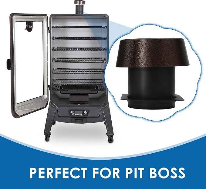 Smoke Stack for Pit Boss Vertical Smoker - 3/5/7 Series Replacement | Fits Pit Boss & Sportsman 3/5/7 Series. Replaces OEM 60268, PBV357P1-04/03. Durable powder-coated steel.