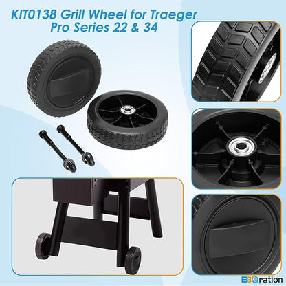 KIT0138 Grill Wheel for Traeger Pro Series 22 & 34, Pro 575/780, Eastwood 22 & 34, Bronson 20, KIT0138 Replacement Wheel for Traeger Stationary Wheels, Black