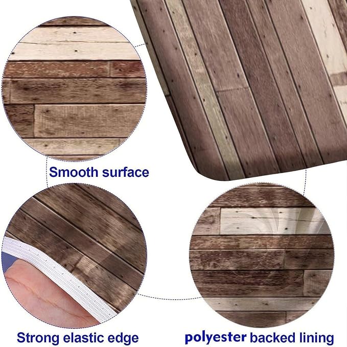 Wood Grain Picnic Table & Benches Cover, Floor Textured Planks Panels Rustic Hardwood, 28x72 Inch, 3-Piece Set, Elastic Edged Table Cover for Travel Christmas Picnics Parties Outdoor