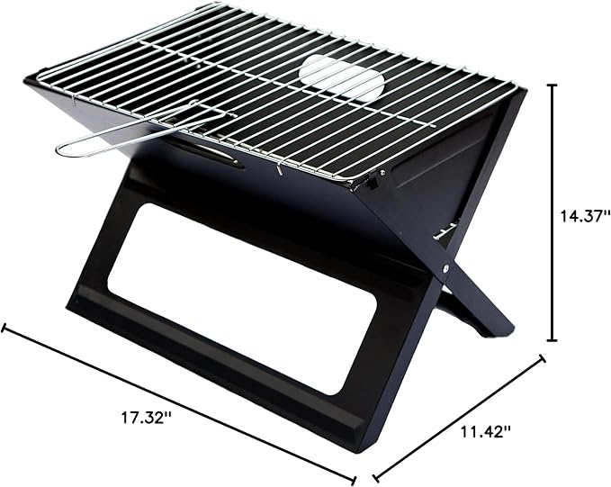 Folding Grill Portable Picnic BBQ with Chrome Plated Cooking Grid Black X-Type Folding Charcoal BBQ Grill for Home Outdoor Patio Balcony Grilling