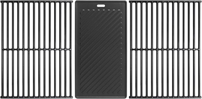 SafBbcue Replacement Parts for Monument Mesa 400, 25392 and 13478, A005 Cast Iron Griddle and 98888 Cast Iron Grill Grates for Monument Grills 4-Burner Propane Gas Grill Accessories
