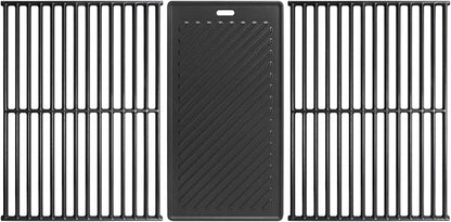 SafBbcue Replacement Parts for Monument Mesa 400, 25392 and 13478, A005 Cast Iron Griddle and 98888 Cast Iron Grill Grates for Monument Grills 4-Burner Propane Gas Grill Accessories